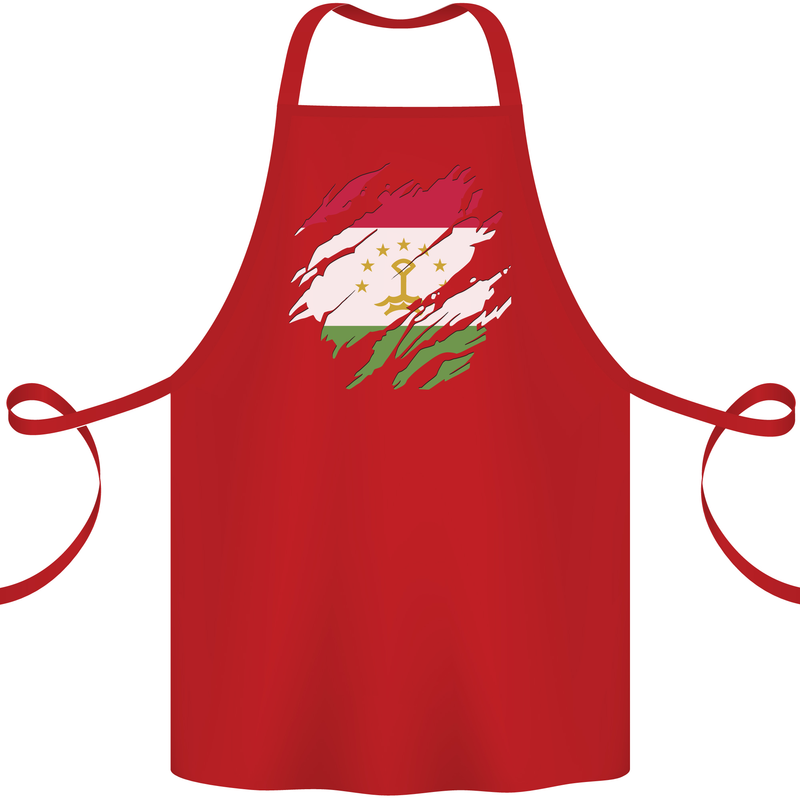 Torn Tajikistan Flag Tajik Day Football Cotton Apron 100% Organic Red