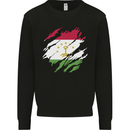 Torn Tajikistan Flag Tajik Day Football Kids Sweatshirt Jumper Black
