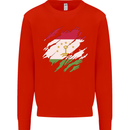 Torn Tajikistan Flag Tajik Day Football Kids Sweatshirt Jumper Bright Red