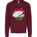 Torn Tajikistan Flag Tajik Day Football Kids Sweatshirt Jumper Maroon