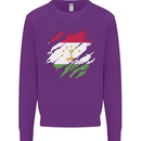 Torn Tajikistan Flag Tajik Day Football Kids Sweatshirt Jumper Purple