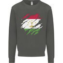 Torn Tajikistan Flag Tajik Day Football Kids Sweatshirt Jumper Storm Grey