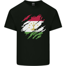 Torn Tajikistan Flag Tajik Day Football Kids T-Shirt Childrens Black