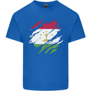 Torn Tajikistan Flag Tajik Day Football Kids T-Shirt Childrens Royal Blue