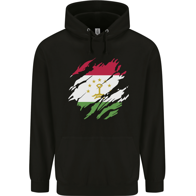 Torn Tajikistan Flag Tajik Day Football Mens 80% Cotton Hoodie Black