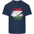 Torn Tajikistan Flag Tajik Day Football Mens Cotton T-Shirt Tee Top Navy Blue