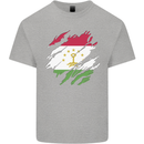 Torn Tajikistan Flag Tajik Day Football Mens Cotton T-Shirt Tee Top Sports Grey