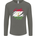 Torn Tajikistan Flag Tajik Day Football Mens Long Sleeve T-Shirt Charcoal