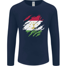 Torn Tajikistan Flag Tajik Day Football Mens Long Sleeve T-Shirt Navy Blue