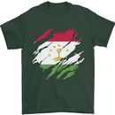 Torn Tajikistan Flag Tajik Day Football Mens T-Shirt 100% Cotton Forest Green