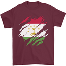 Torn Tajikistan Flag Tajik Day Football Mens T-Shirt 100% Cotton Maroon