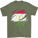 Torn Tajikistan Flag Tajik Day Football Mens T-Shirt 100% Cotton Military Green