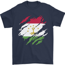 Torn Tajikistan Flag Tajik Day Football Mens T-Shirt 100% Cotton Navy Blue