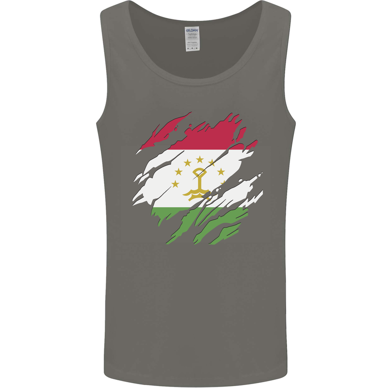 Torn Tajikistan Flag Tajik Day Football Mens Vest Tank Top Charcoal