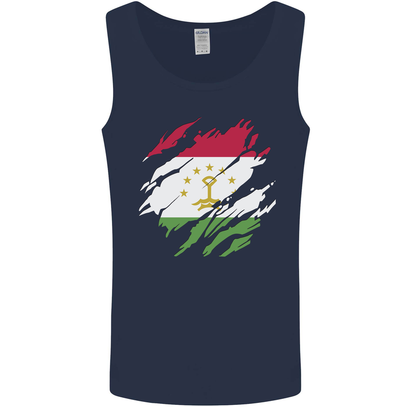 Torn Tajikistan Flag Tajik Day Football Mens Vest Tank Top Navy Blue