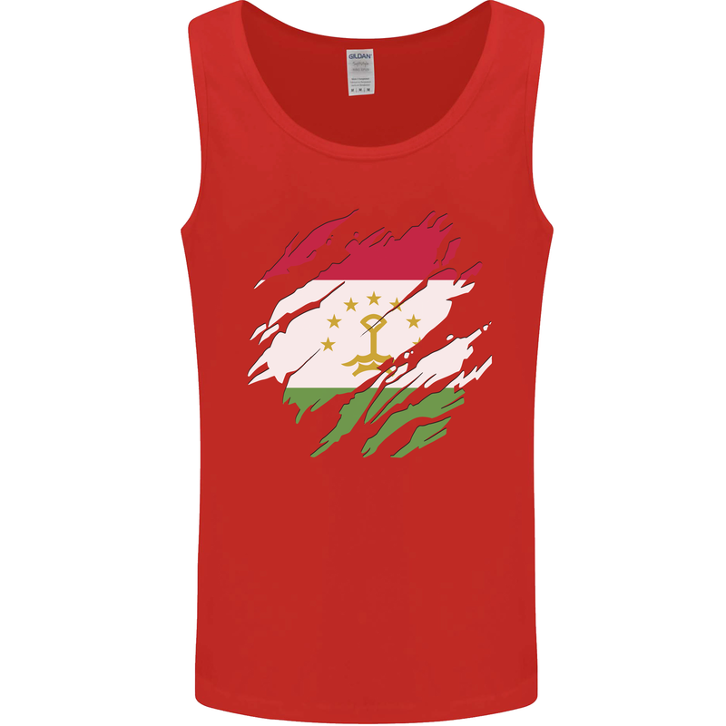 Torn Tajikistan Flag Tajik Day Football Mens Vest Tank Top Red