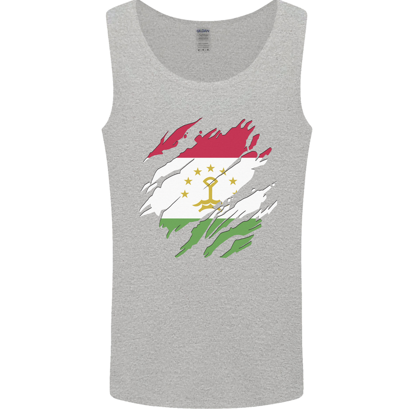 Torn Tajikistan Flag Tajik Day Football Mens Vest Tank Top Sports Grey