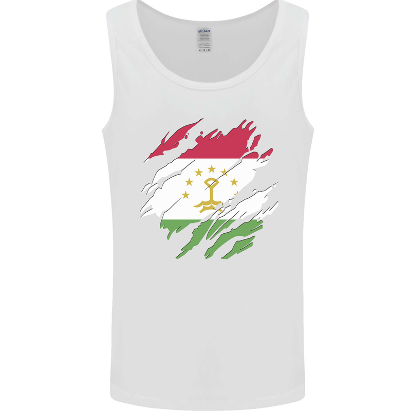 Torn Tajikistan Flag Tajik Day Football Mens Vest Tank Top White