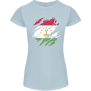 Torn Tajikistan Flag Tajik Day Football Womens Petite Cut T-Shirt Light Blue