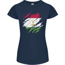 Torn Tajikistan Flag Tajik Day Football Womens Petite Cut T-Shirt Navy Blue