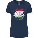Torn Tajikistan Flag Tajik Day Football Womens Wider Cut T-Shirt Navy Blue