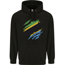 Torn Tanzania Flag Tanzanian Day Football Childrens Kids Hoodie Black