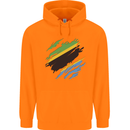 Torn Tanzania Flag Tanzanian Day Football Childrens Kids Hoodie Orange