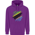 Torn Tanzania Flag Tanzanian Day Football Childrens Kids Hoodie Purple