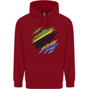 Torn Tanzania Flag Tanzanian Day Football Childrens Kids Hoodie Red