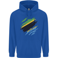 Torn Tanzania Flag Tanzanian Day Football Childrens Kids Hoodie Royal Blue