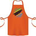 Torn Tanzania Flag Tanzanian Day Football Cotton Apron 100% Organic Orange