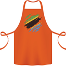 Torn Tanzania Flag Tanzanian Day Football Cotton Apron 100% Organic Orange