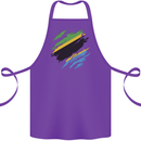Torn Tanzania Flag Tanzanian Day Football Cotton Apron 100% Organic Purple