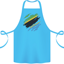 Torn Tanzania Flag Tanzanian Day Football Cotton Apron 100% Organic Turquoise