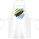 Torn Tanzania Flag Tanzanian Day Football Cotton Apron 100% Organic White