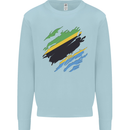Torn Tanzania Flag Tanzanian Day Football Kids Sweatshirt Jumper Light Blue