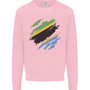 Torn Tanzania Flag Tanzanian Day Football Kids Sweatshirt Jumper Light Pink