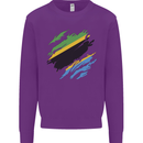 Torn Tanzania Flag Tanzanian Day Football Kids Sweatshirt Jumper Purple