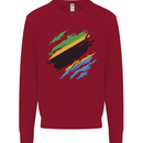 Torn Tanzania Flag Tanzanian Day Football Kids Sweatshirt Jumper Red