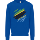 Torn Tanzania Flag Tanzanian Day Football Kids Sweatshirt Jumper Royal Blue