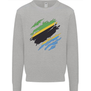 Torn Tanzania Flag Tanzanian Day Football Kids Sweatshirt Jumper Sports Grey