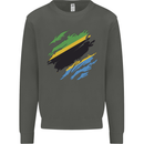 Torn Tanzania Flag Tanzanian Day Football Kids Sweatshirt Jumper Storm Grey