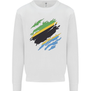 Torn Tanzania Flag Tanzanian Day Football Kids Sweatshirt Jumper White