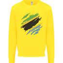 Torn Tanzania Flag Tanzanian Day Football Kids Sweatshirt Jumper Yellow