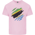Torn Tanzania Flag Tanzanian Day Football Kids T-Shirt Childrens Light Pink