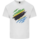 Torn Tanzania Flag Tanzanian Day Football Kids T-Shirt Childrens White