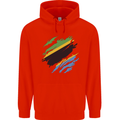Torn Tanzania Flag Tanzanian Day Football Mens 80% Cotton Hoodie Bright Red