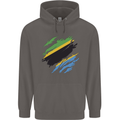 Torn Tanzania Flag Tanzanian Day Football Mens 80% Cotton Hoodie Charcoal