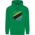 Torn Tanzania Flag Tanzanian Day Football Mens 80% Cotton Hoodie Irish Green