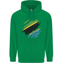 Torn Tanzania Flag Tanzanian Day Football Mens 80% Cotton Hoodie Irish Green